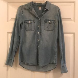 J Crew Chambray Button-up Blouse- Size 4
